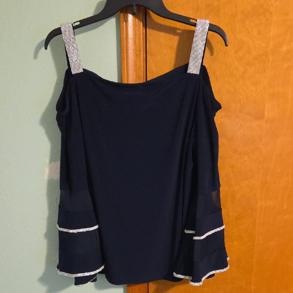 MSK Navy Blue Top with Embellished Straps